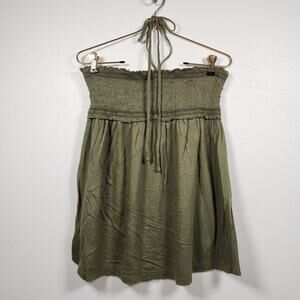 Vintage y2k SO 90s 00s Stretchy Halter Tube Tank Top Green XL Boho Hippie Whimsy